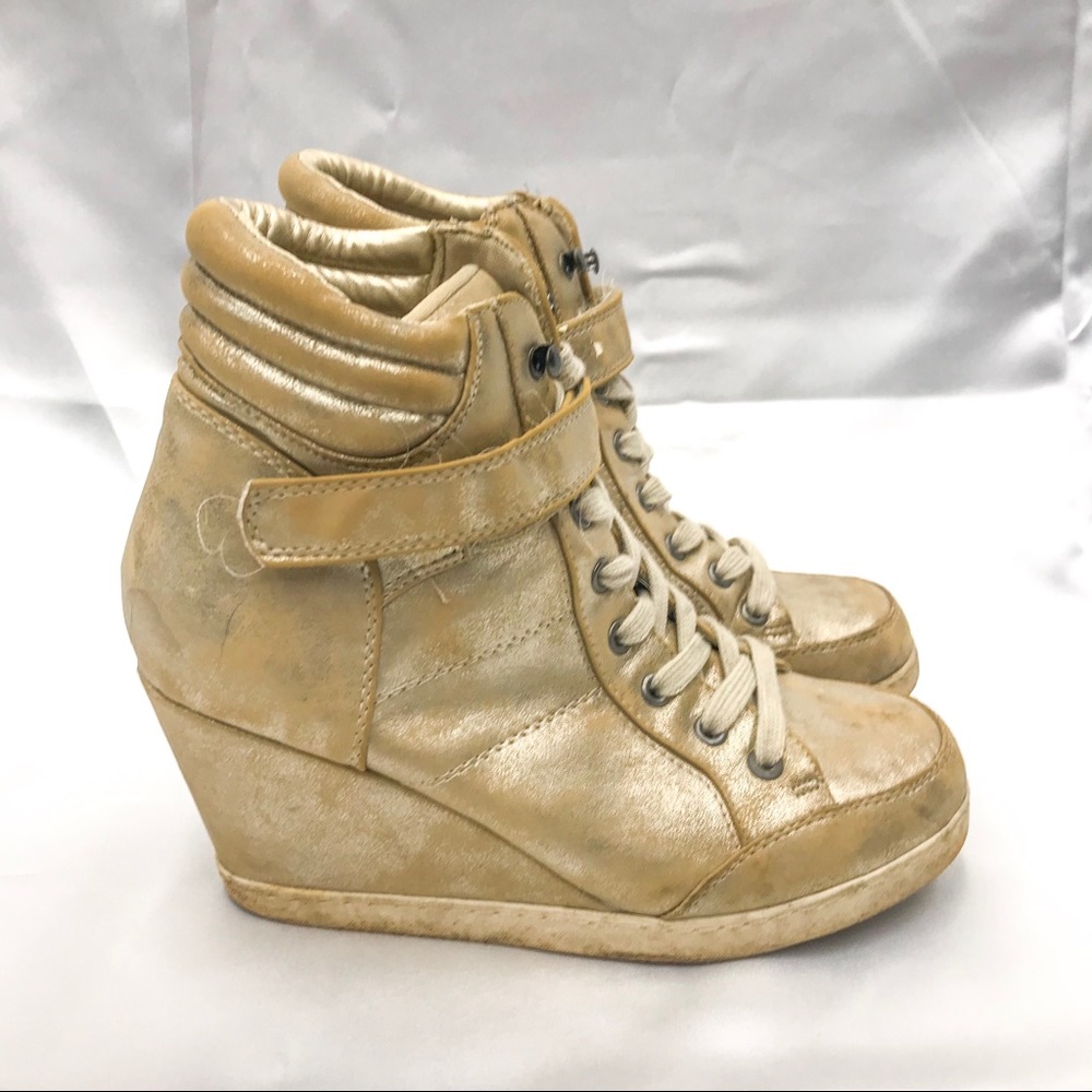 Justfab gold wedge sneakers